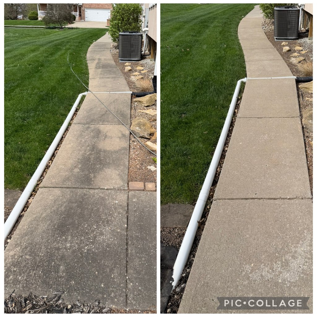 Sidewalk before and after washing
