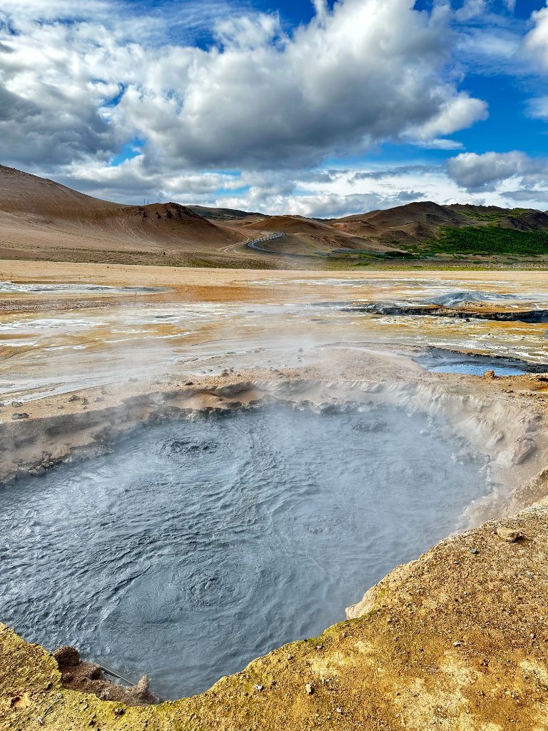 Bubbling mud pool at the Hverir geothermal area in Iceland