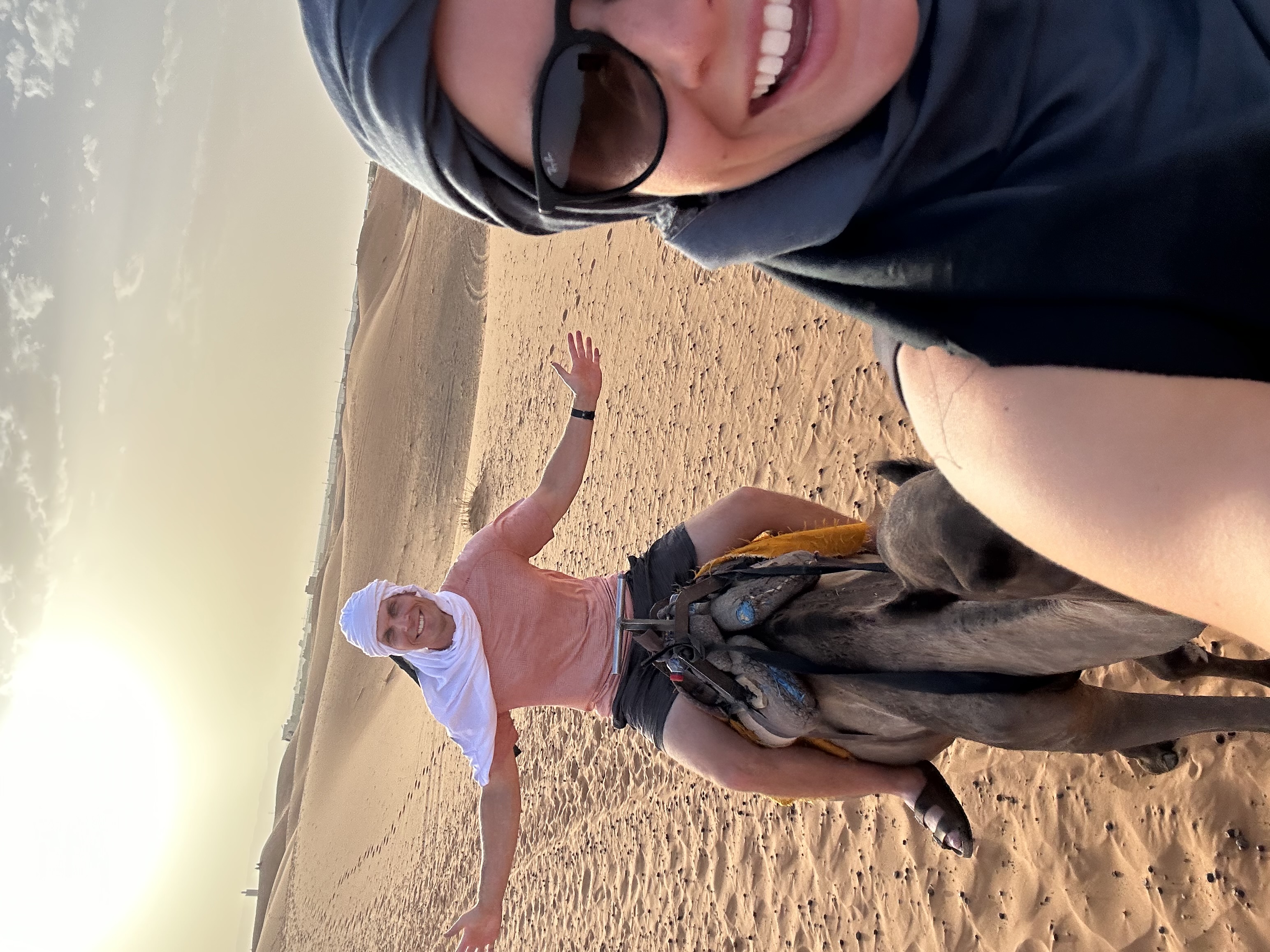 Selfie while riding a camel in the Sahara Desert