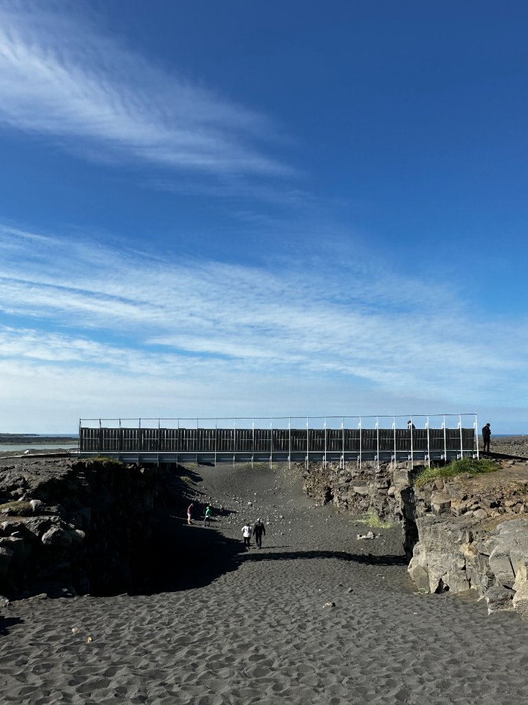 The Bridge Between Continents, a footbridge spanning a canyon in Iceland