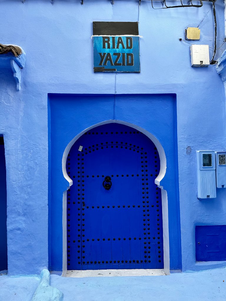 Traditional riad doorway in Chefchaouen, Morocco