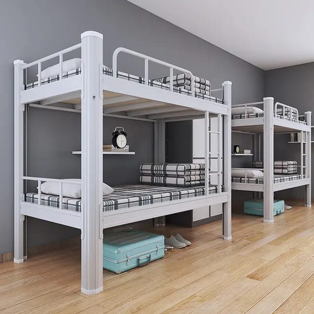 Metal Bunk Bed (White, Hostel)