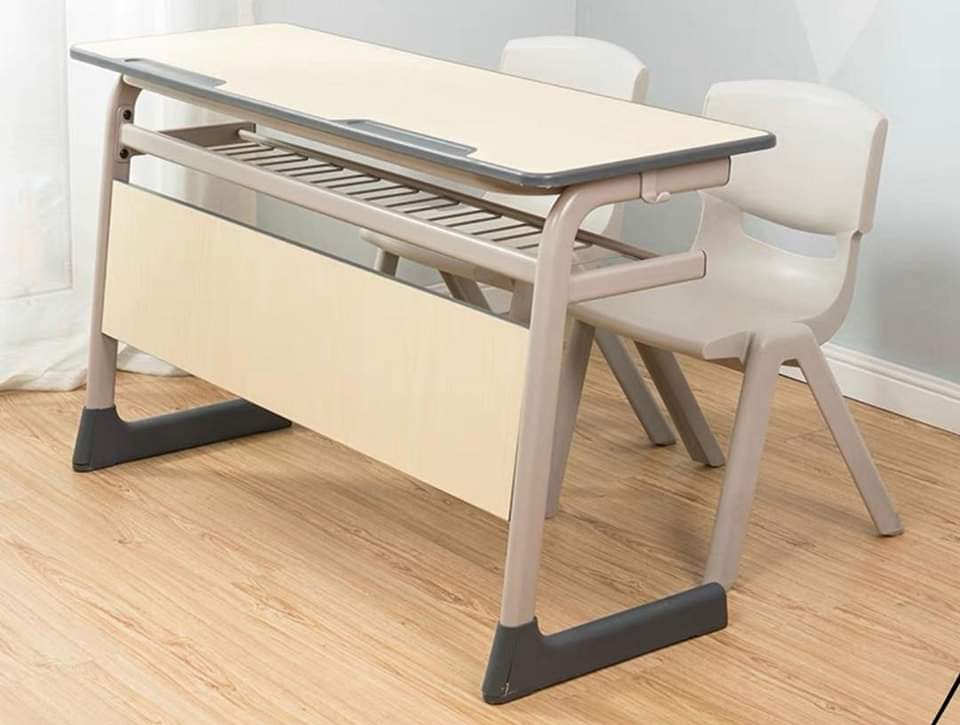 Modern Double Student Desk (Beige/Grey) - TMS 70