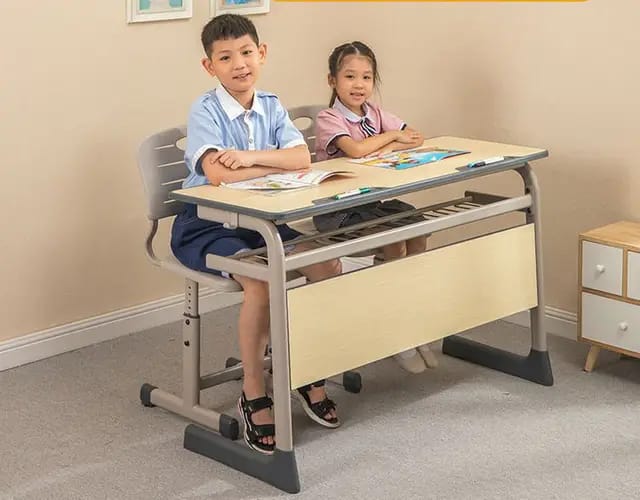 Double Student Desk & Chair (Grey)