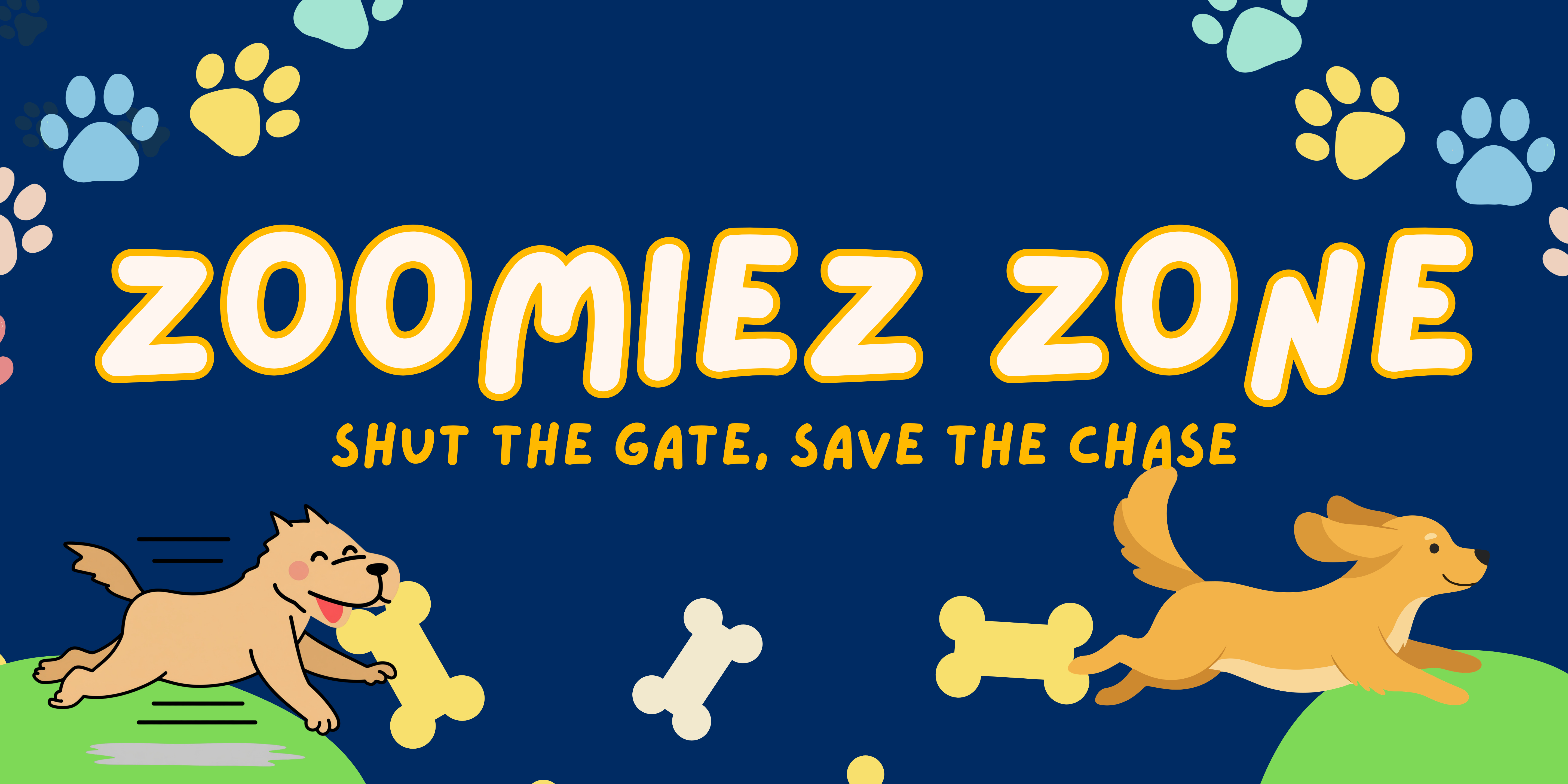 Zoomiez Zone Dog Park Banner — Apartment Off-Leash Run Sign, Custom Vinyl