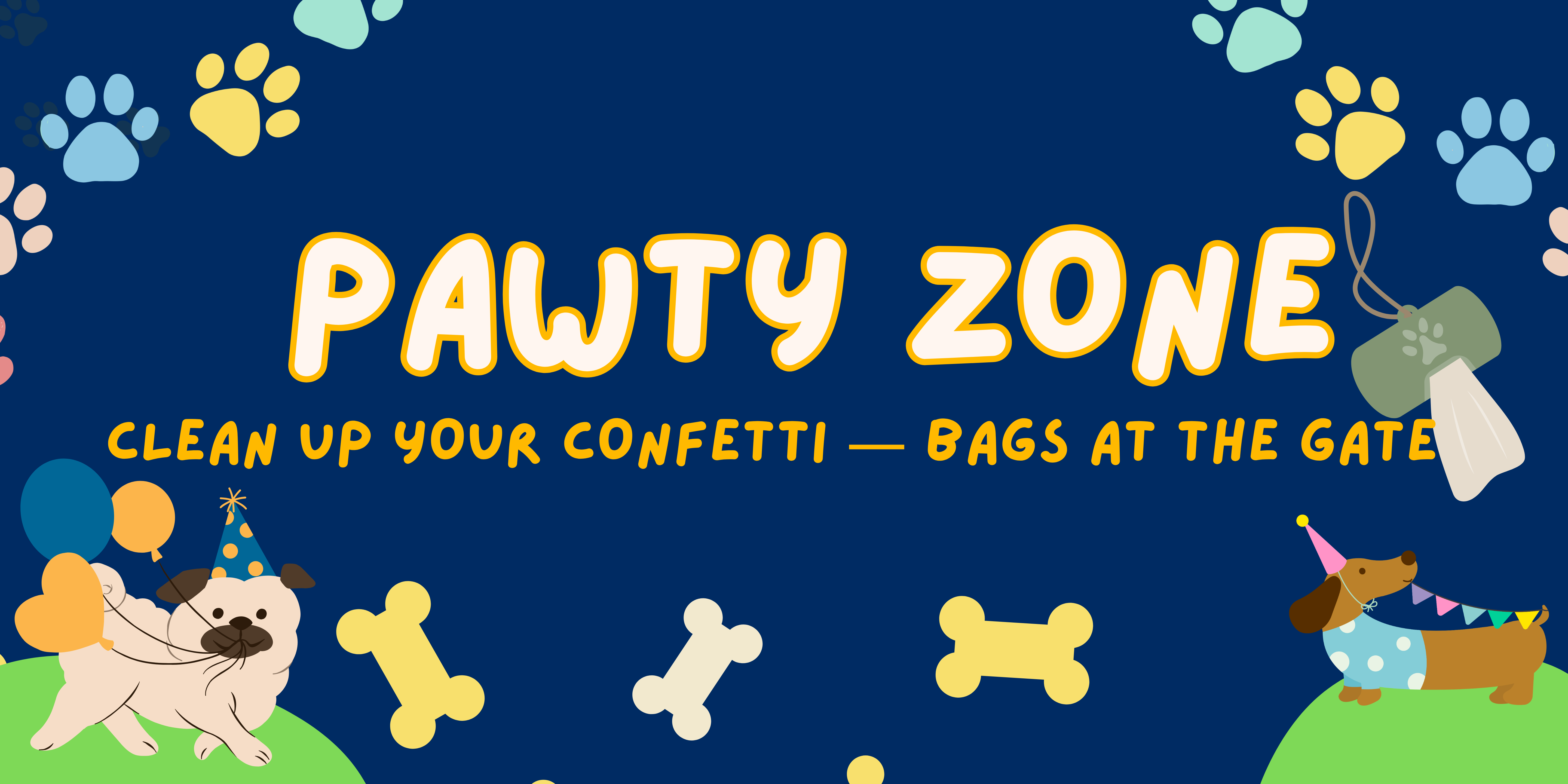 Pawty Zone Dog Park Banner — Apartment Pet Waste Station Sign, Vinyl