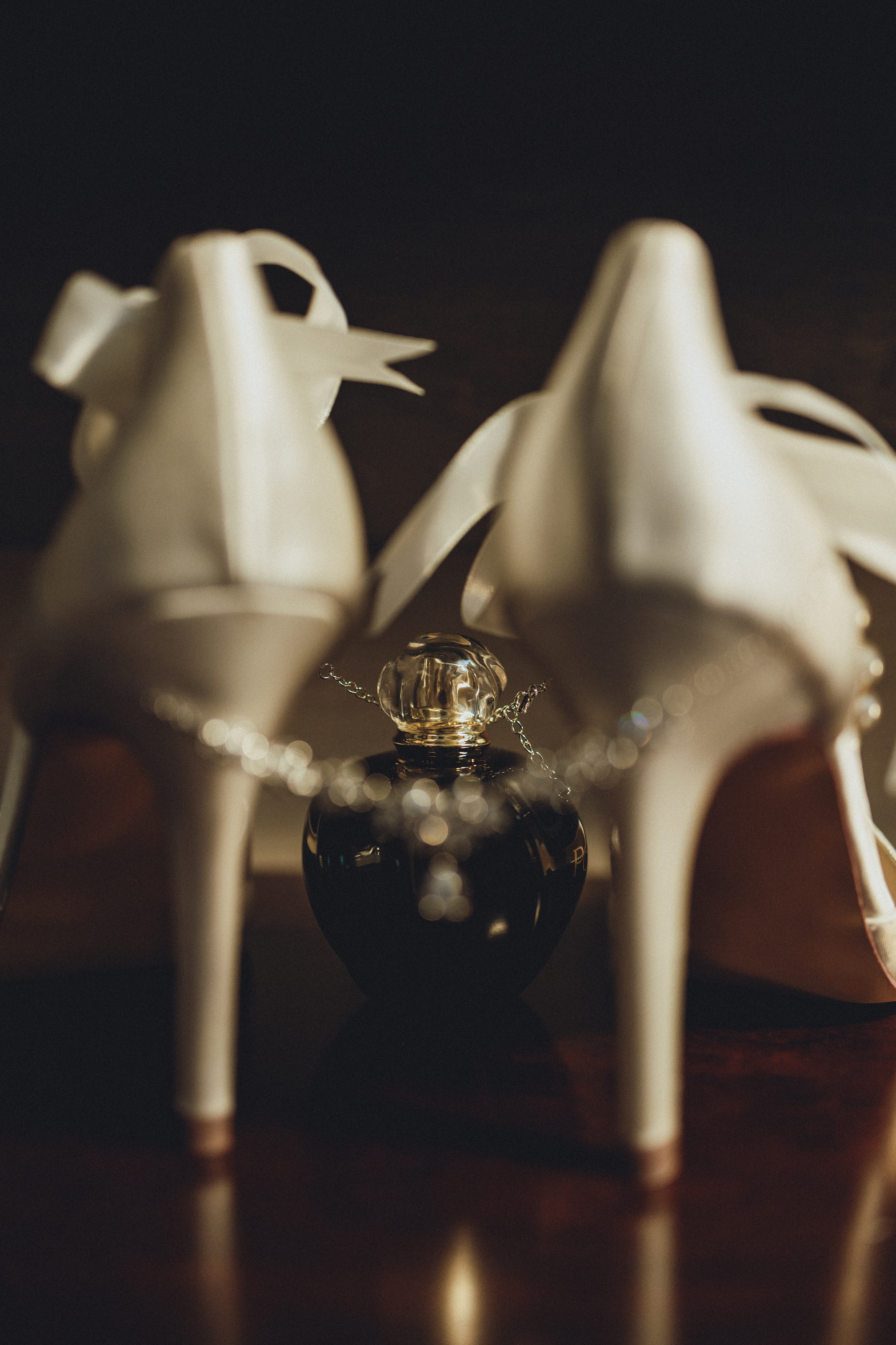 Reception toast under gold chandeliers