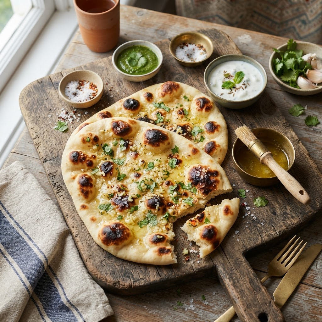 Photo de la recette Naan au garlic — snack indienne maison