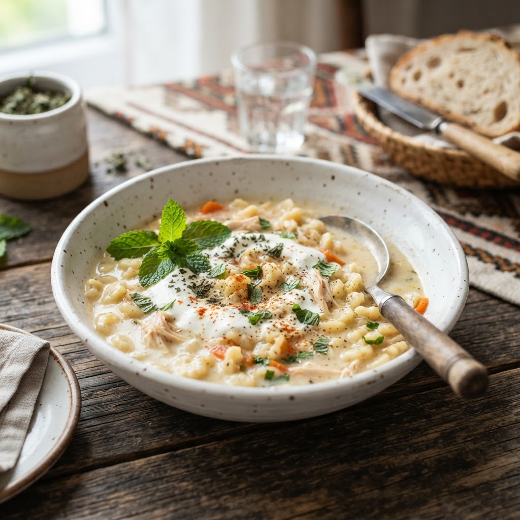 Photo de la recette Tarana (soupe de pâtes) — entrée balkans maison