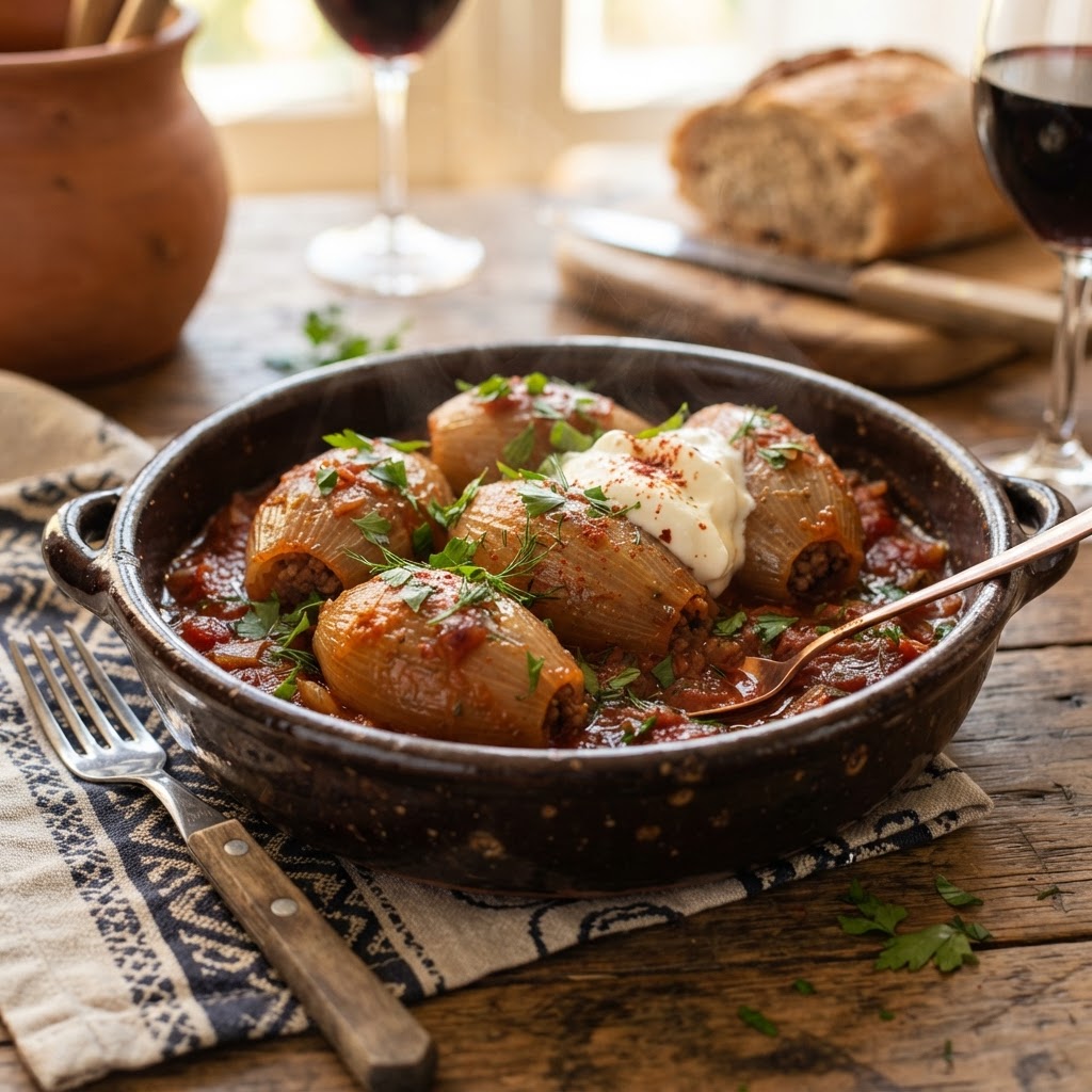 Photo de la recette Sogan-dolma (oignons farcis) — entrée balkans maison