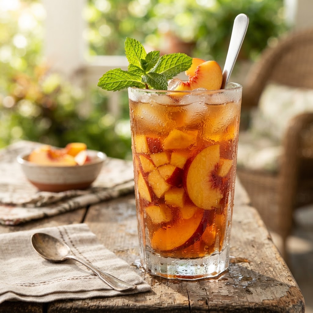 Photo de la recette Thé glacé à la pêche — boisson américaine maison