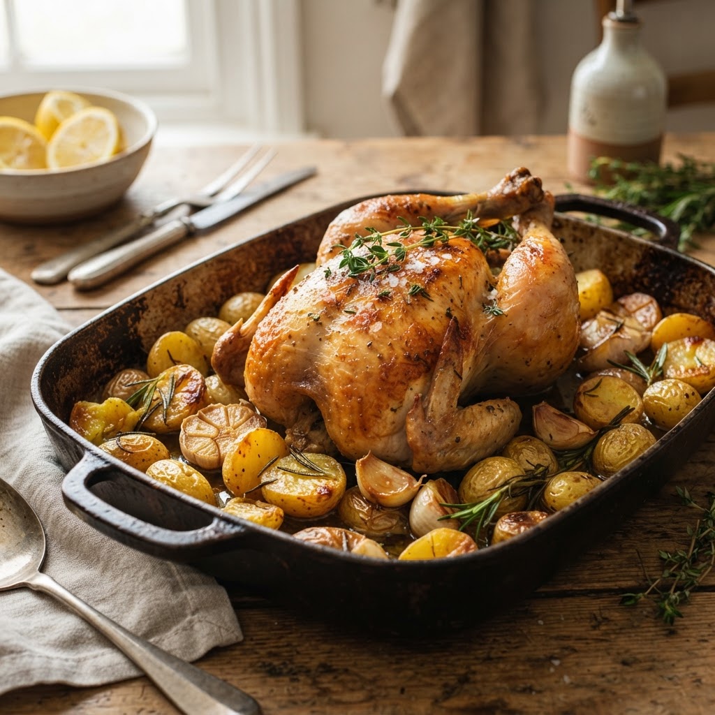 Photo de la recette Poulet rôti aux pommes de terre — plat française maison