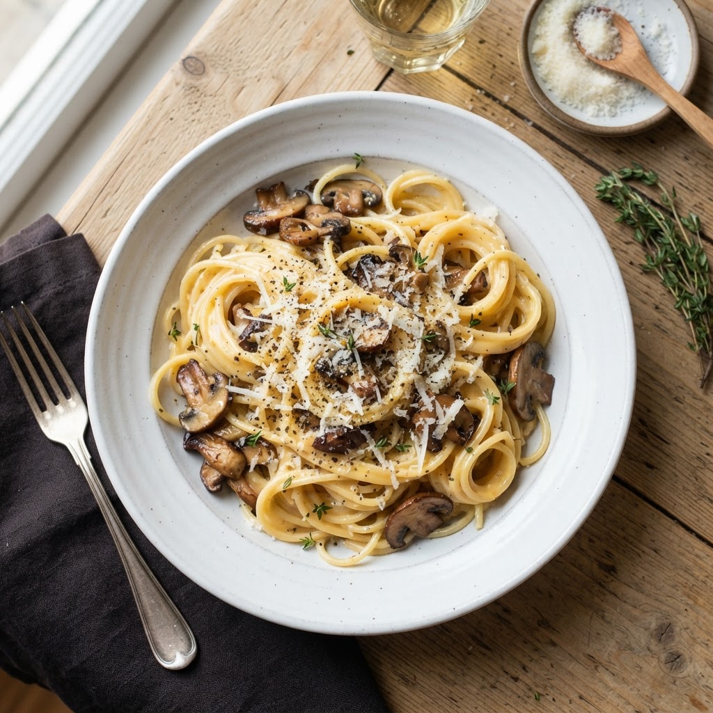 Photo de la recette Pâtes Carbonara Végétariennes — plat italienne maison