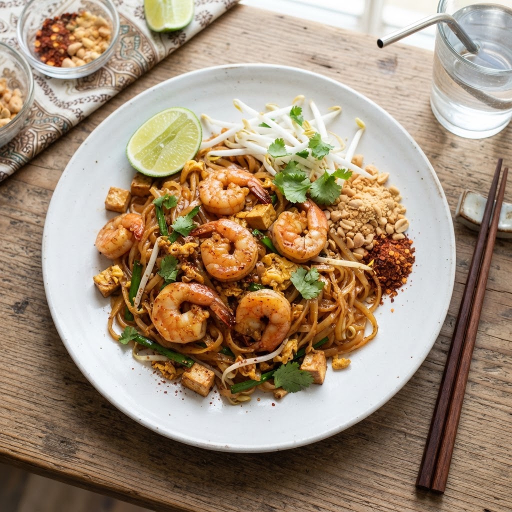 Photo de la recette Pad thaï aux crevettes — plat thaïlandaise maison