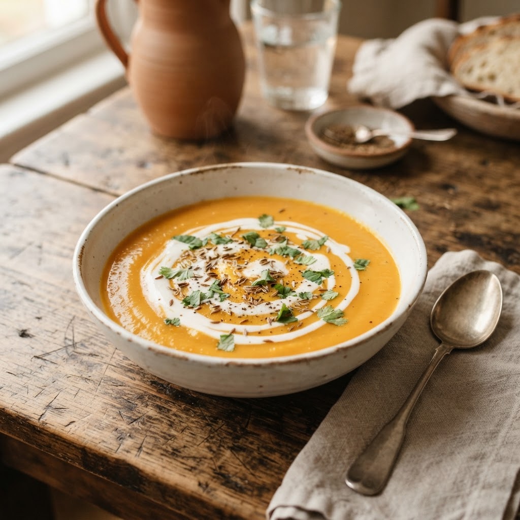 Photo de la recette Velouté de Carottes au Cumin et Lait de Coco — entrée française maison