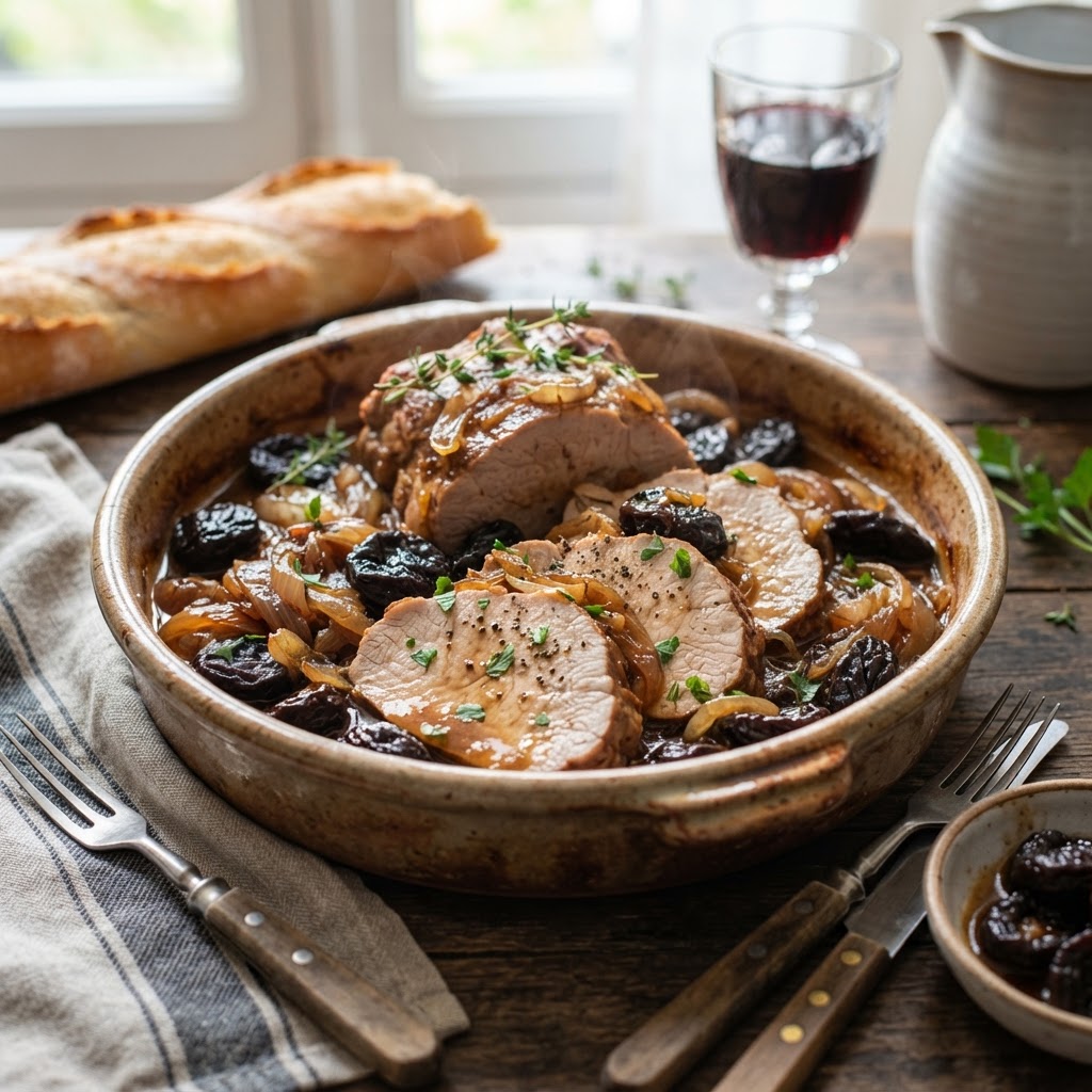 Photo de la recette Rôti de porc aux pruneaux — plat française maison