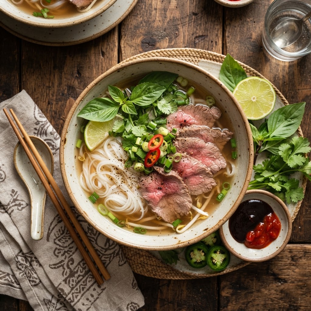Photo de la recette Pho bo — soupe vietnamienne au bœuf — plat vietnamienne maison
