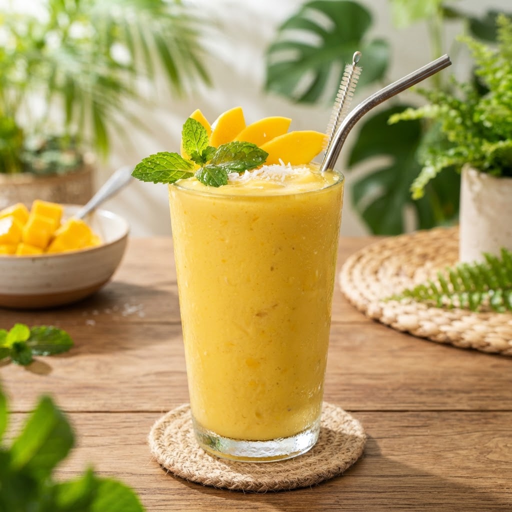 Photo de la recette Smoothie tropical banane-mangue — boisson américaine maison