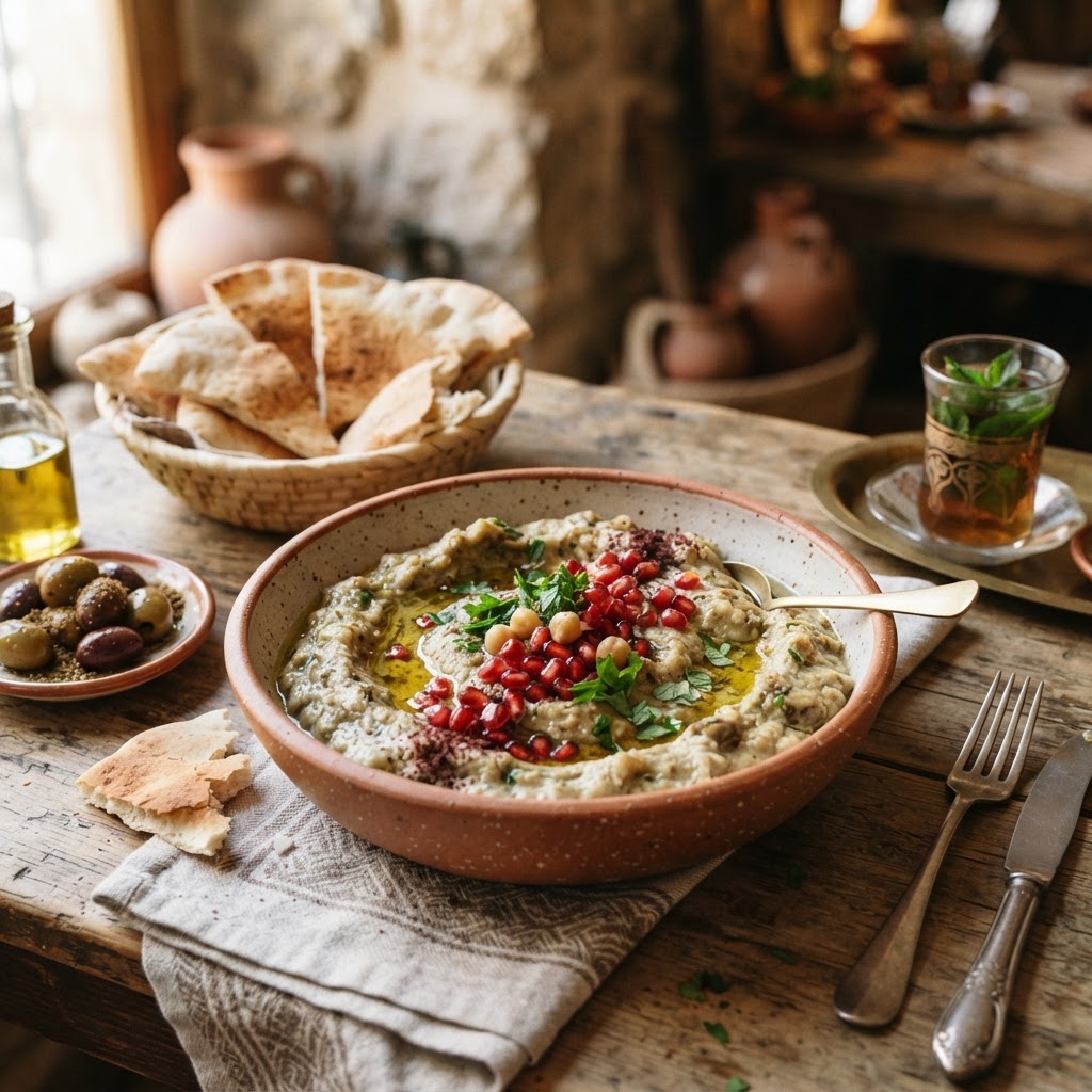 Photo de la recette Caviar d'Aubergine Fumée (Baba Ganoush) — entrée libanaise maison