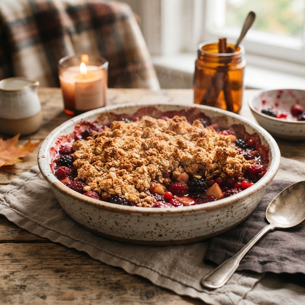 Photo de la recette Crumble aux Pommes et Fruits Rouges — dessert française maison