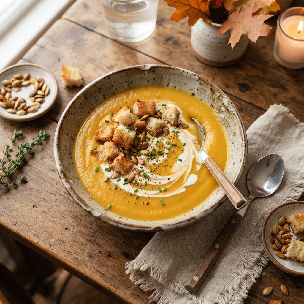 Photo de la recette Velouté de potiron — entrée française maison