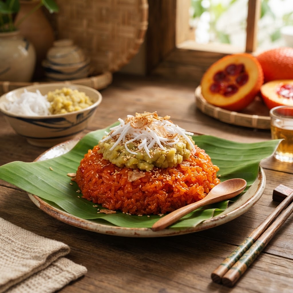 Photo de la recette Xôi gac — plat vietnamienne maison