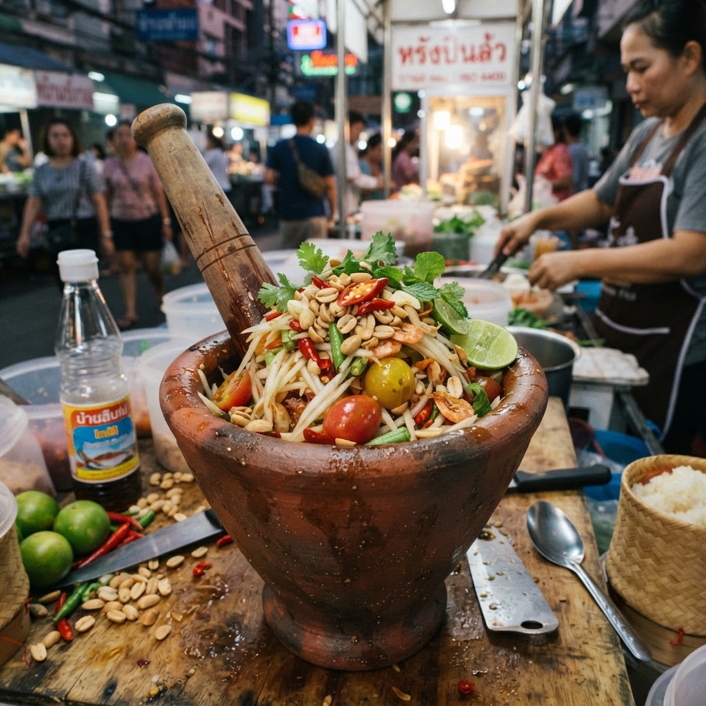 Photo de la recette Som tam — salade de papaye verte — entrée thaïlandaise maison