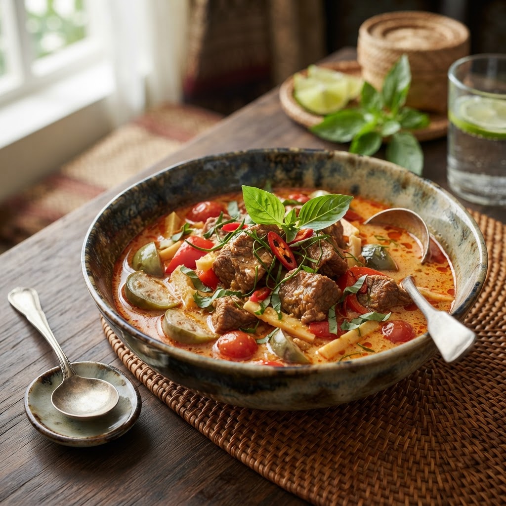 Photo de la recette Curry rouge thaï au bœuf — plat thaïlandaise maison