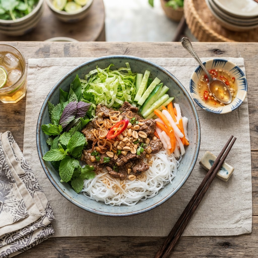 Photo de la recette Bo bun au bœuf — plat vietnamienne maison