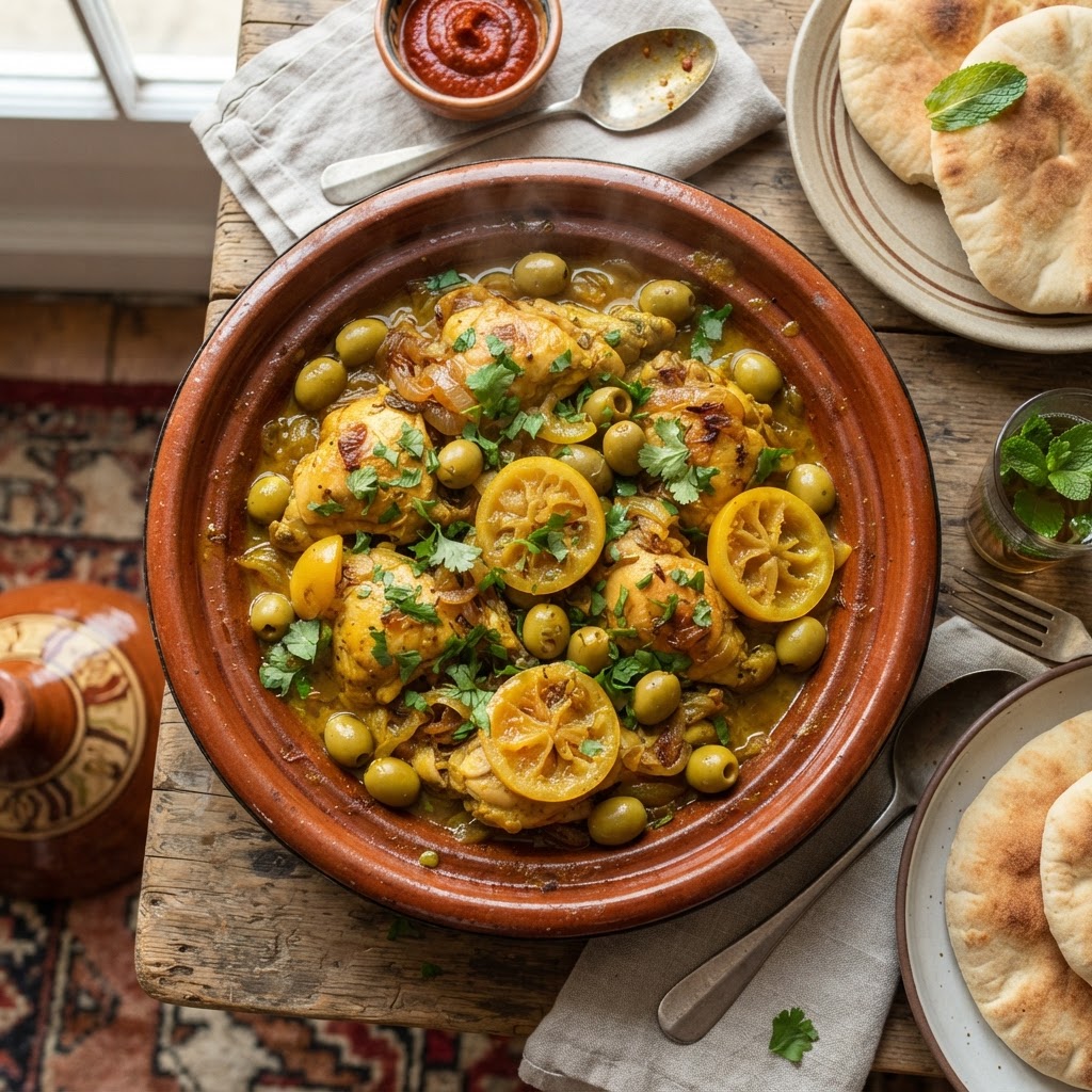 Tajine de poulet aux citrons confits