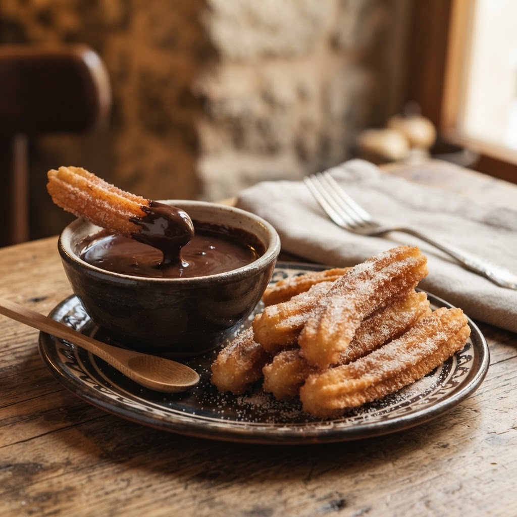 Photo de la recette Churros au chocolat — dessert espagnole maison