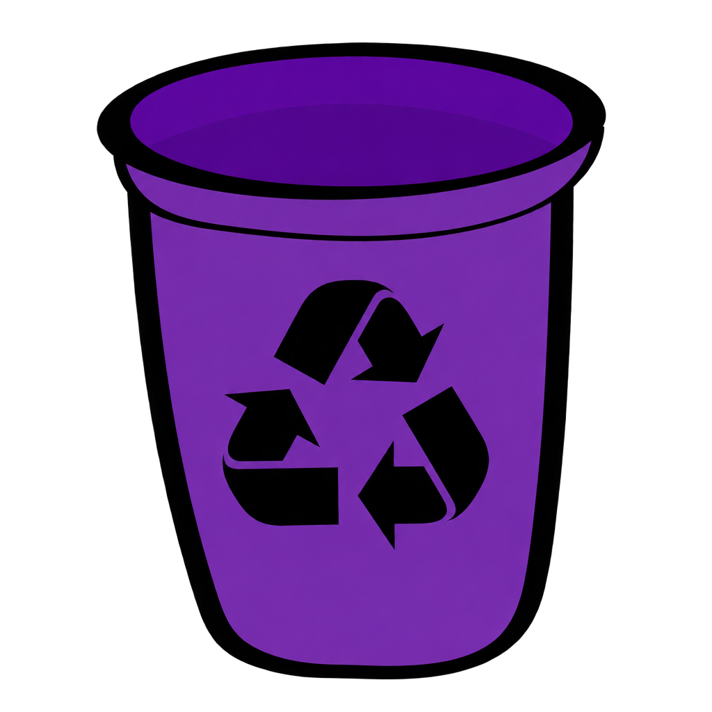 Purple recycling bin