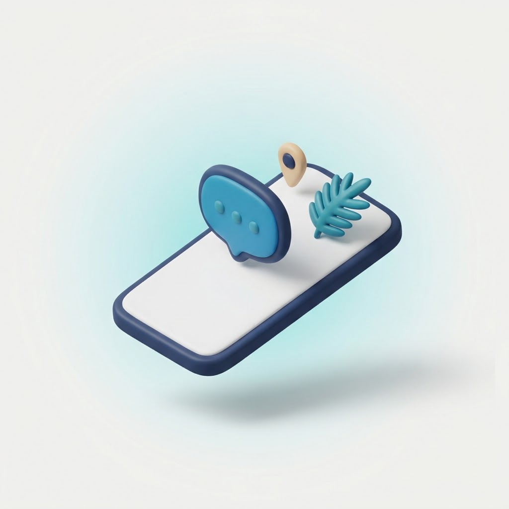 Illustration of a phone with a chat bubble, representing sending an enquiry