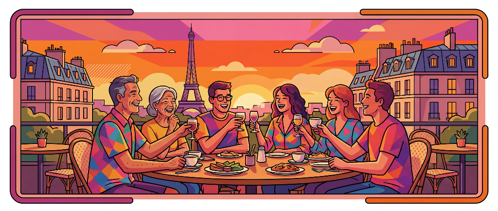Groupe de personnes assises autour d'une table