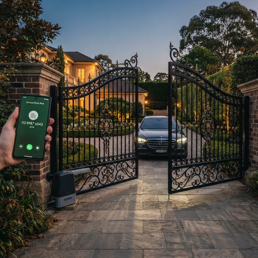 Guest dials. Gate opens.