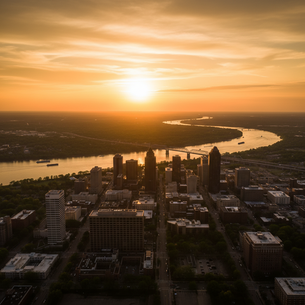 Memphis skyline at golden hour