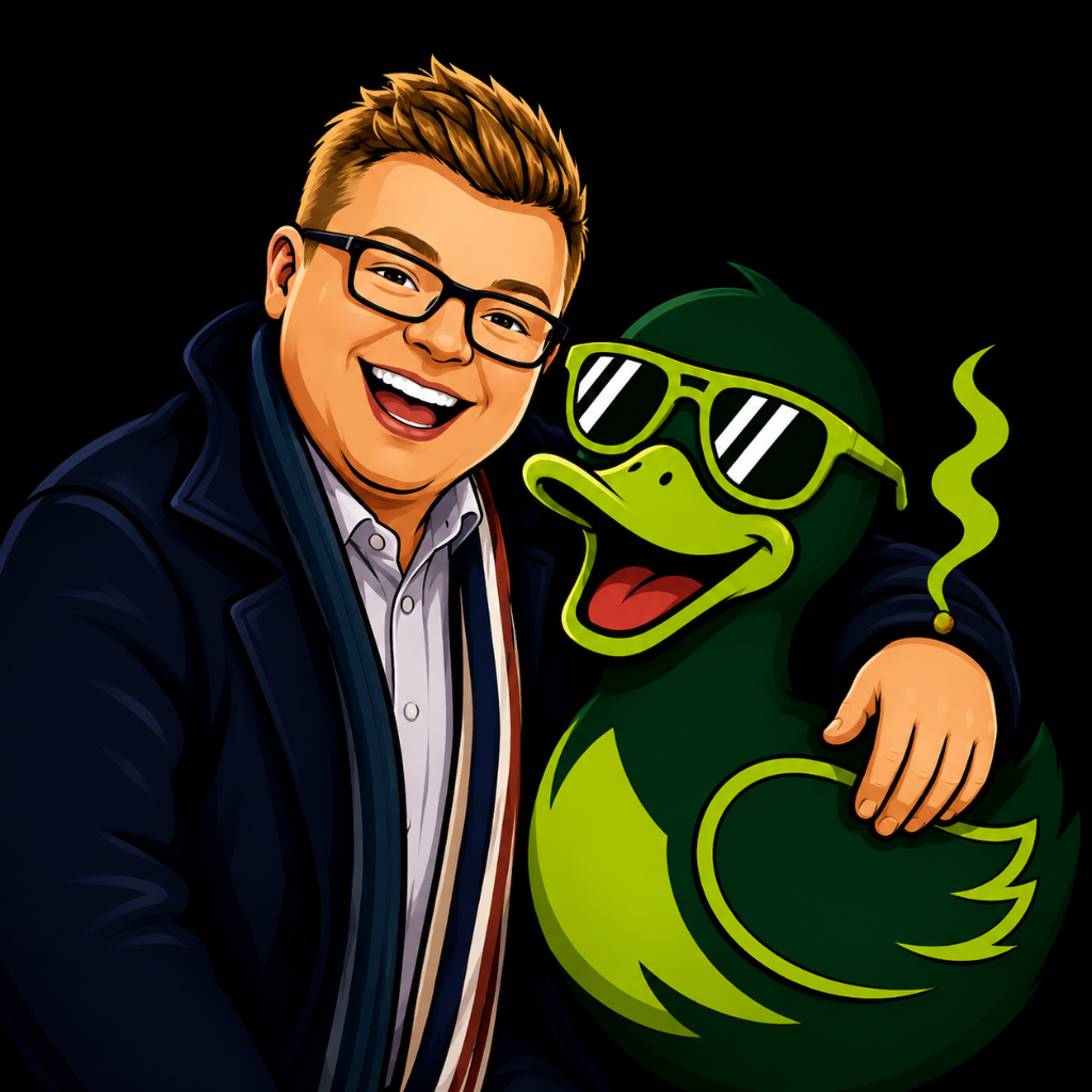 Founder with mascot