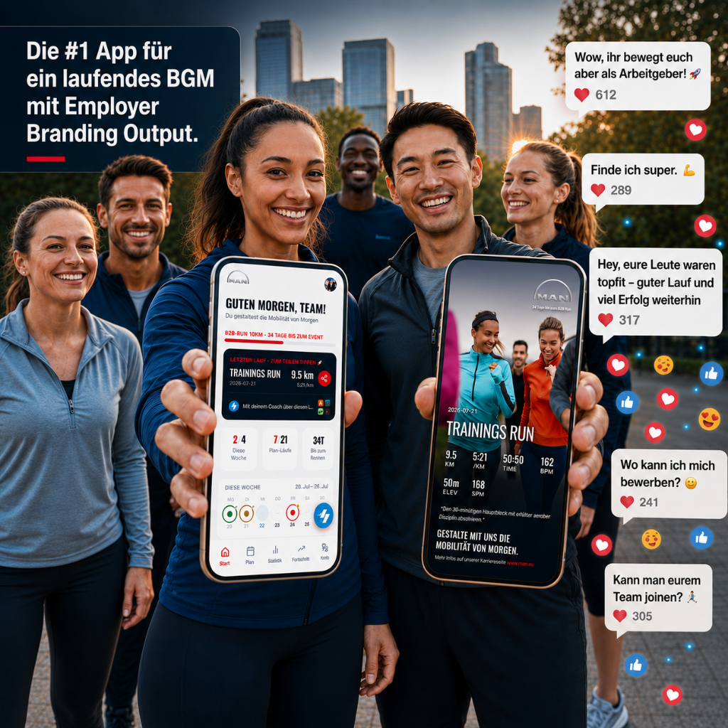 Mitarbeitende bereiten sich gemeinsam auf den Firmenlauf vor