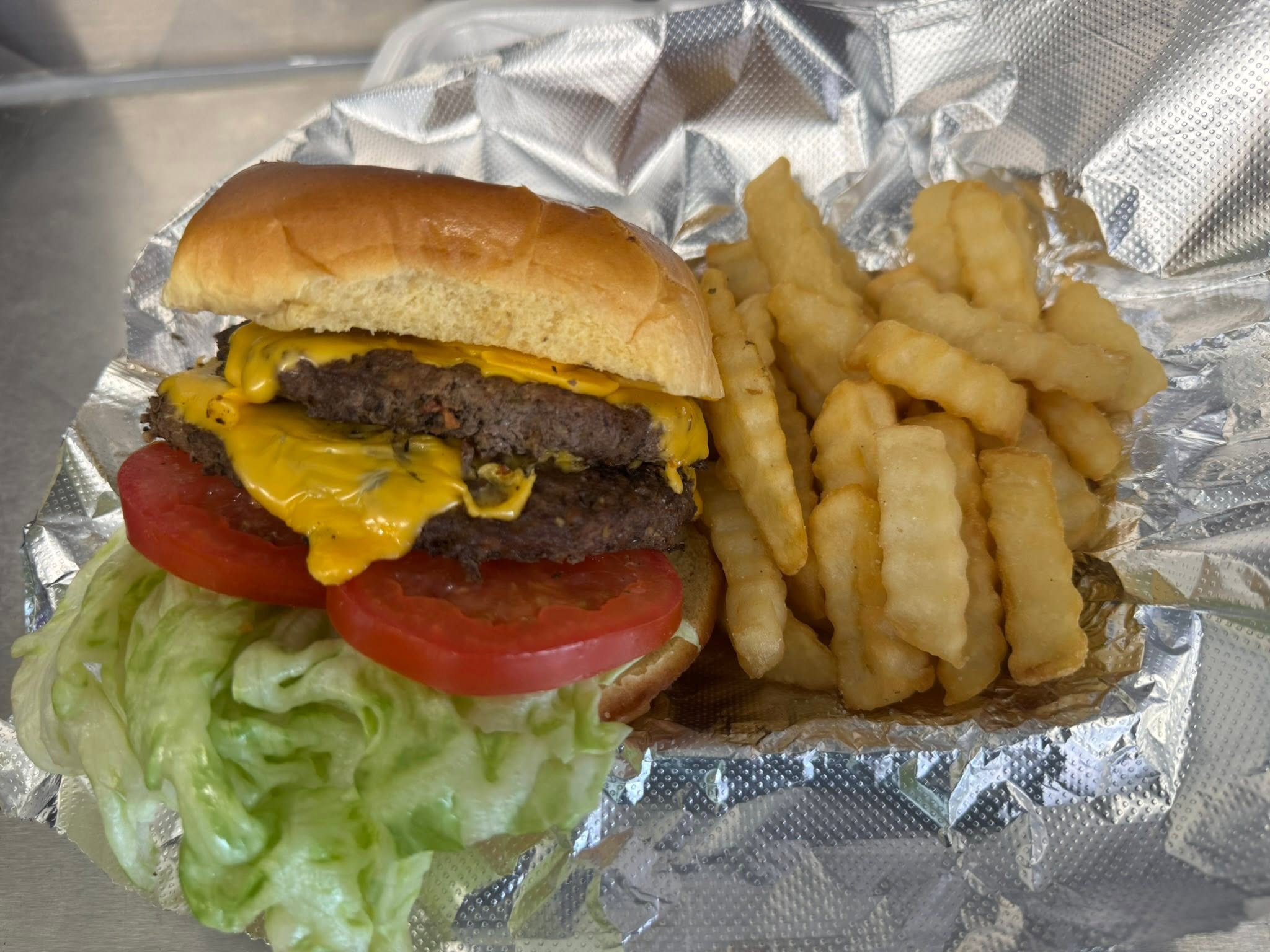 Double cheeseburger and fries