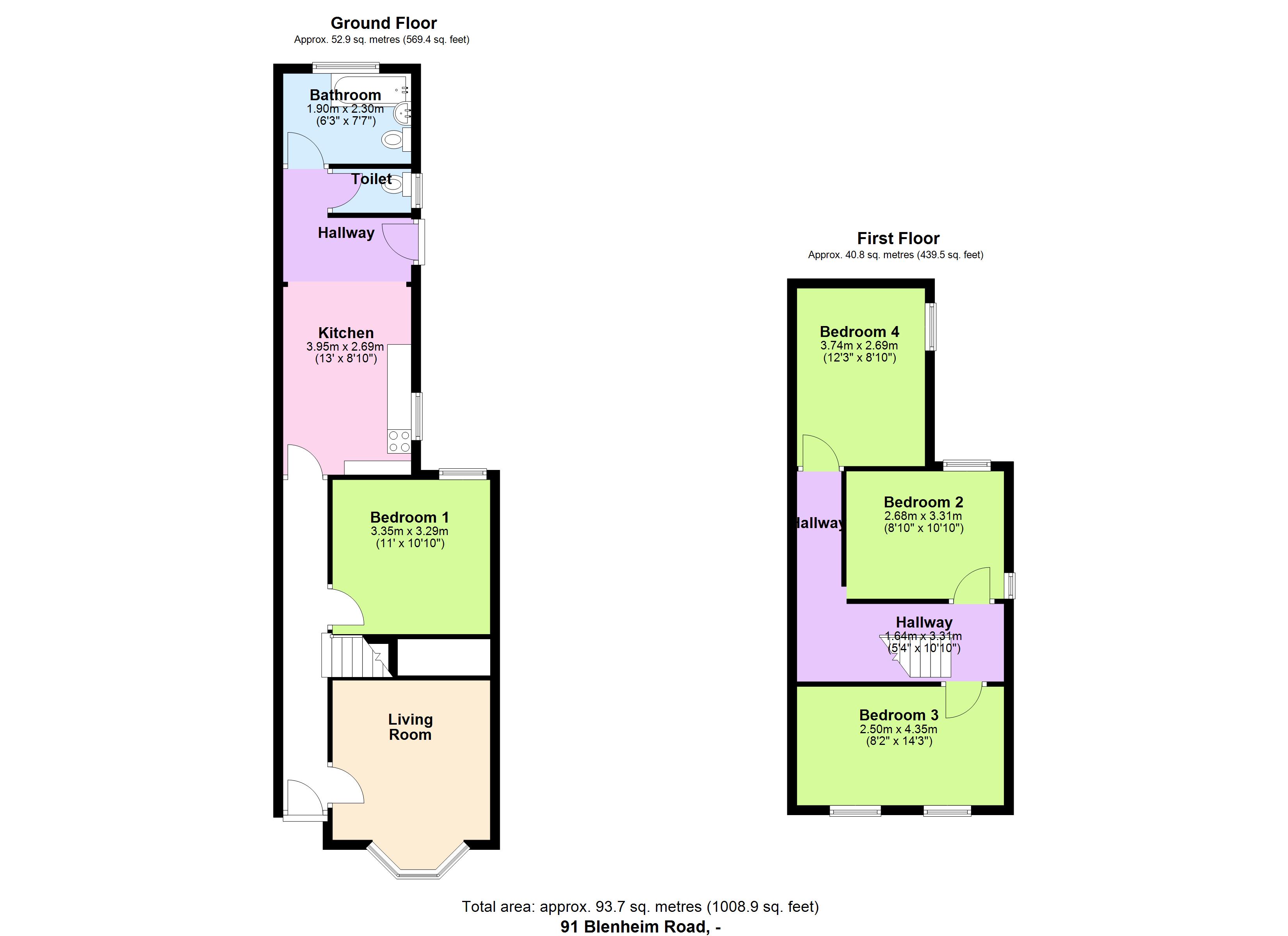 Colour floor plan sample for a Berkshire property