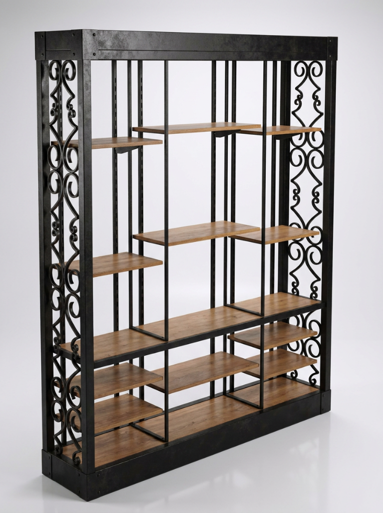Wrought Iron & Wood Étagère Display Unit