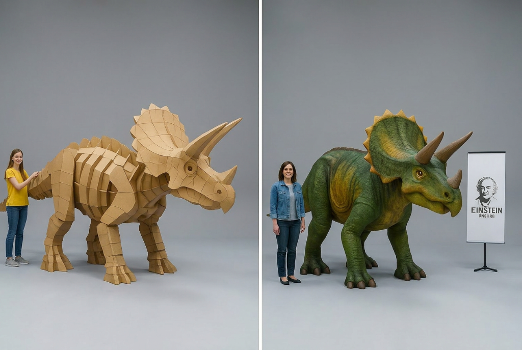 Wooden Triceratops Display