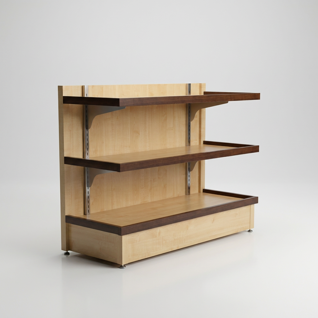 3-Tier Walnut & Maple Display Shelf