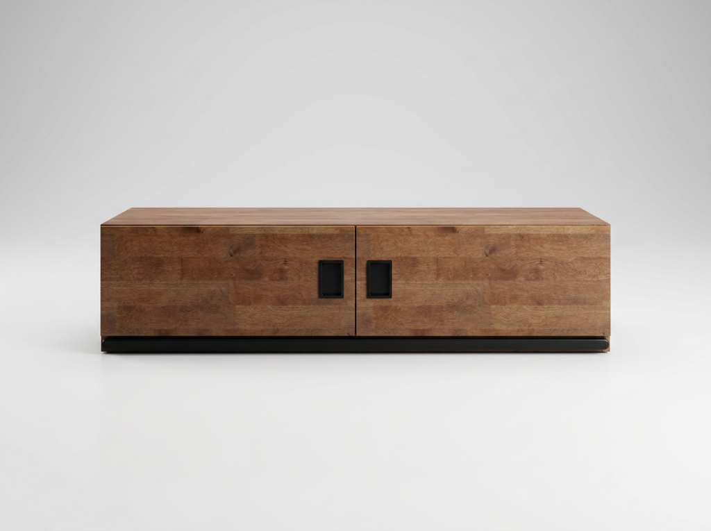 Walnut Low-Profile Storage Cabinet