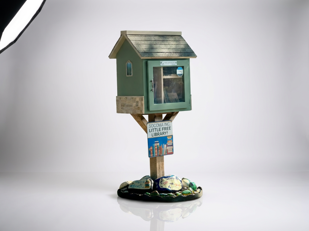 Little Free Library — green library on post