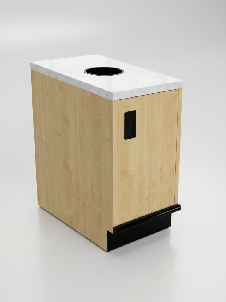 Wood Waste Receptacle with Marble Top