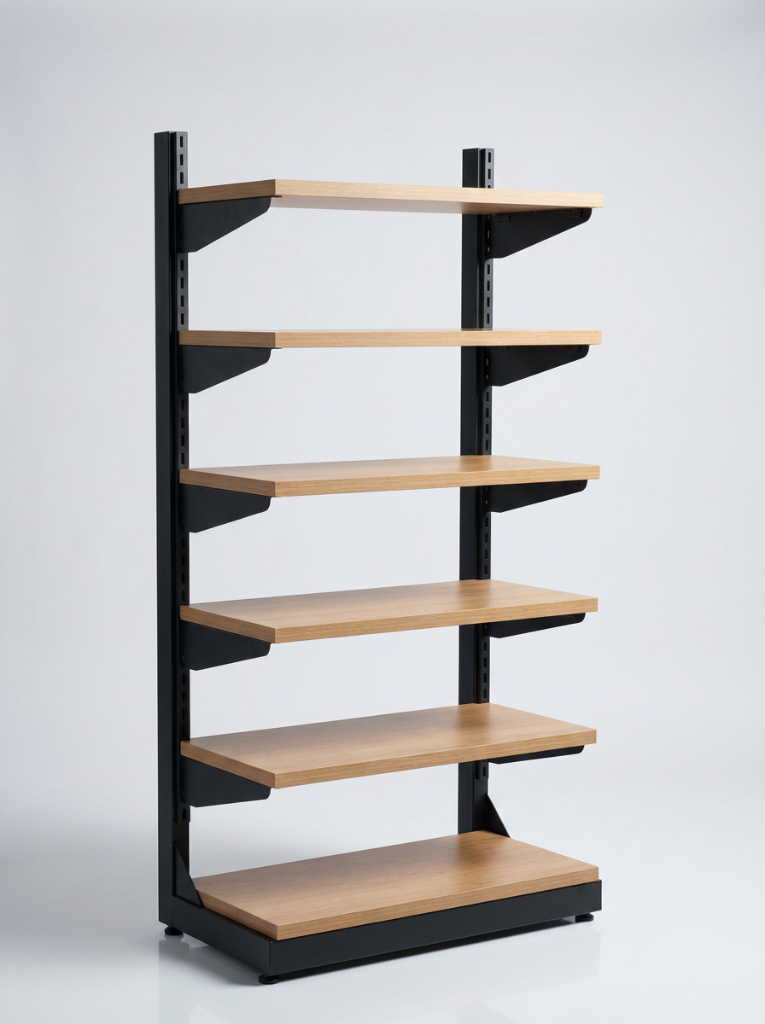 5-Tier Wood & Steel Retail Shelving Unit