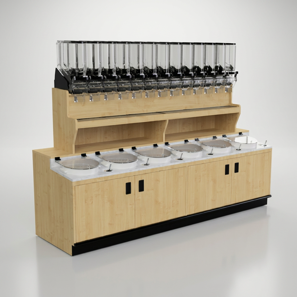Bulk Foods & Spice Merchandiser with Dispensers