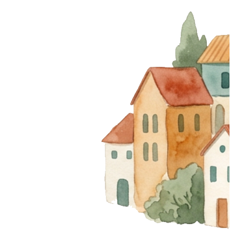 Watercolor village illustration