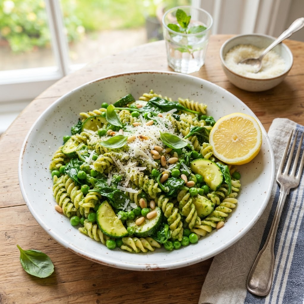 Green Veggie Pesto Pasta